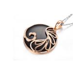 18K Rose Gold Black Onyx Diamonds Fastener Charm Necklace (GDN003)