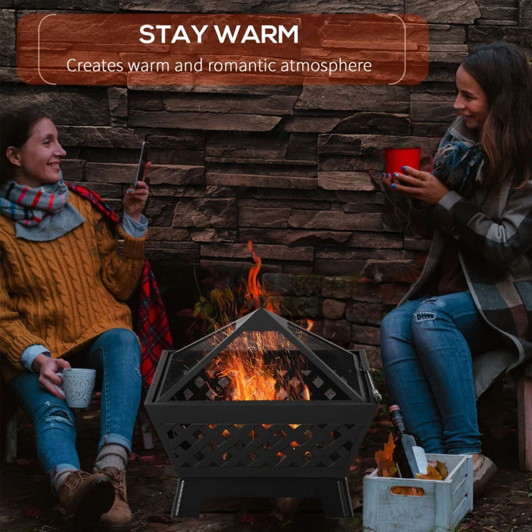 Black Cover Metal Wood Burning Fire Pit for Outdoor Patio Backyard Garden Bonfire Camping