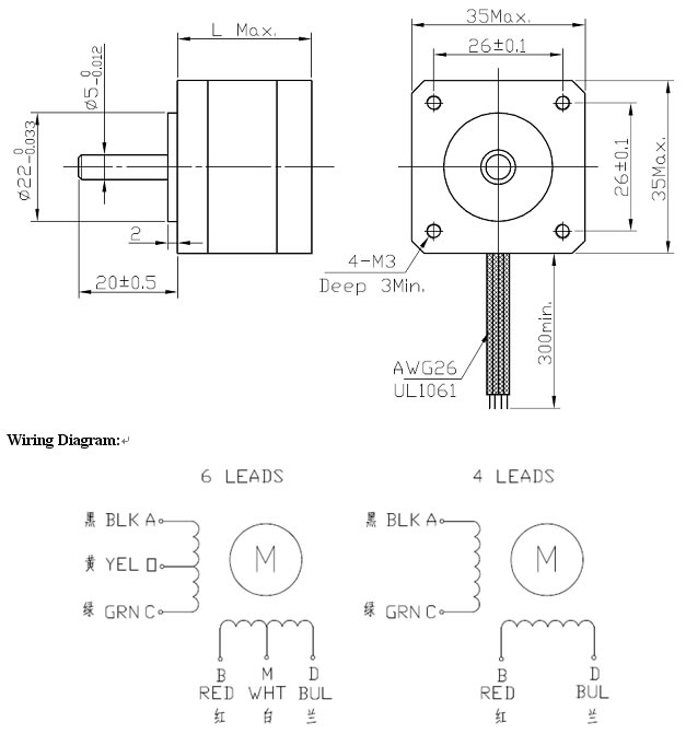 0.9° 35mm Hybrid Stepper Motor-NEMA14