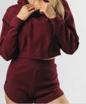 Cotton Sports Team Hoodies Raglan Oversized Long Sleeve Crop Top