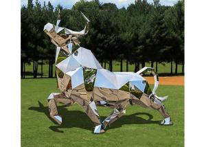 China Garden Decoration Polished Stainless Steel Bull Sculpture With Size 180cm Length factory