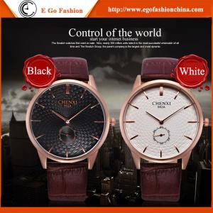 China 062A Rose Gold Watch Working Subdial Leather Watch Quartz Analog Watches Unisex Men Watch factory
