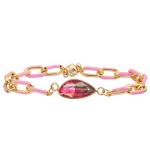 Magnetic Buckle Painting Oil PaperClip Chain Link Bracelet With Faceted Crystal