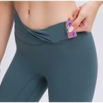 80%Nylon Women Yoga Workout capris Leggings Tights With Waist Pocket