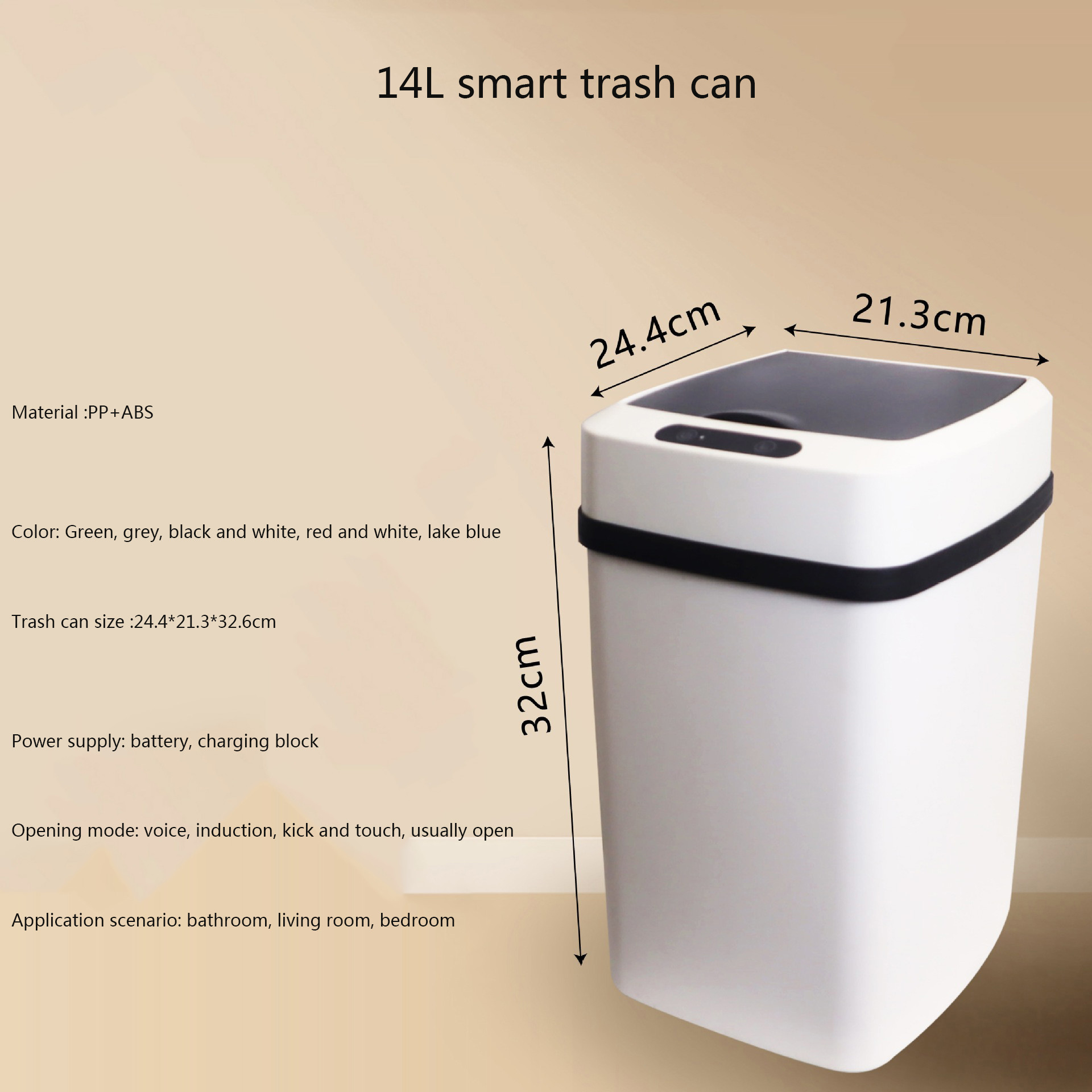 13 Gallon Kitchen Electric Smart Sensor Trash Can Automatic Smart Waste Bins