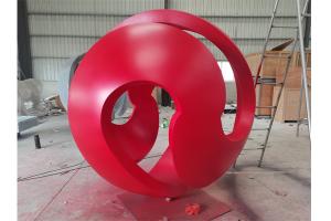 China 2M Red Painted Ball Stainless Steel Sculpture Garden Decoration factory