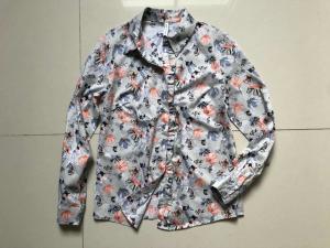China 100% Cotton Ladies Casual Print Shirts 2 Color Floral Blouse Long Sleeve factory
