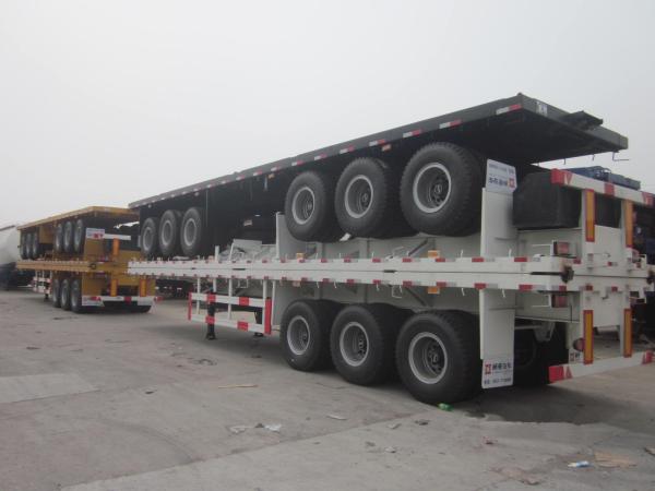 tri-axle container semi-trailer lowest price 40ft flat bed trailer with