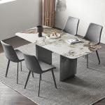 Simple Stainless Steel Marble Villa Square Dining Room Table