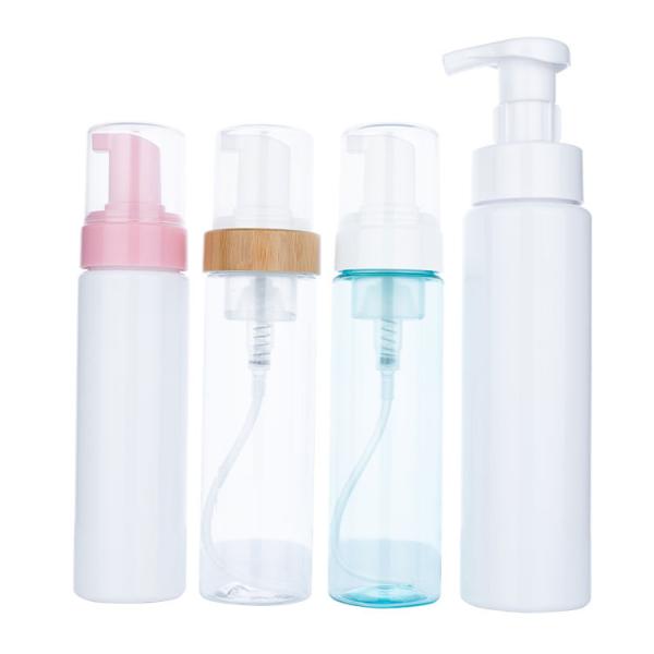 200/350ml Plastic White/Transparent/Blue Cylindrical Smooth Bottle With Pink