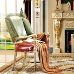 Luxury Wooden Frame Leather Antique Leisure Arm Chair For Living Room Furniture