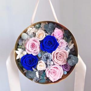 China Custom Printed Round Velvet Rigid Flower Favor Boxes factory