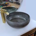 180mm Italian Design Silver Bathroom Sink Bowl Round Blue Table Top Counter Wash
