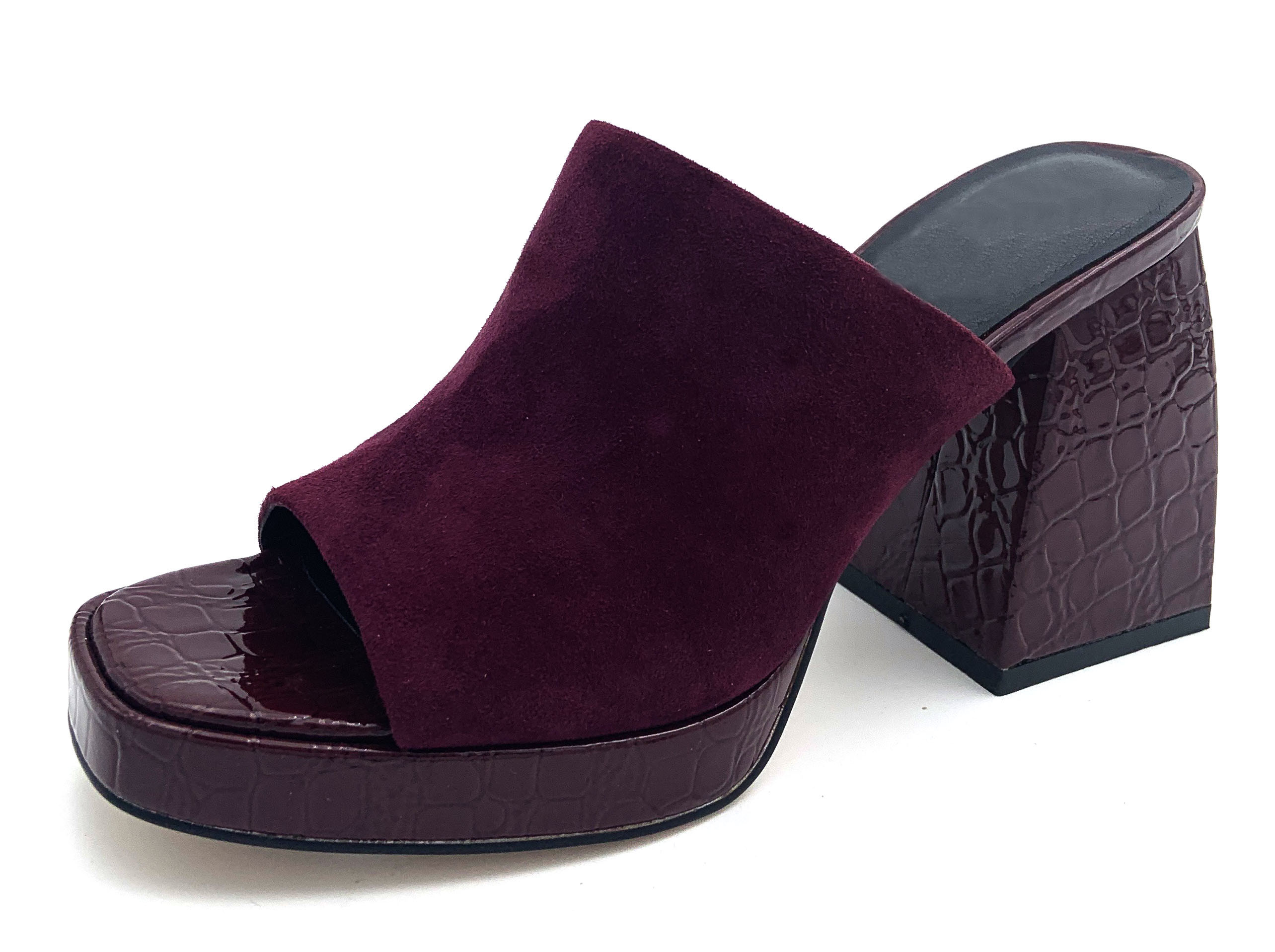 Edgy Square Peep-Toe Y2K Styled Plateform Mules with Wide Band Strip