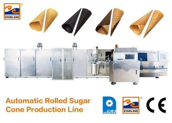 CE Certified Automatic Sugar Cone Production Line With Fast Heating Up Oven , 63