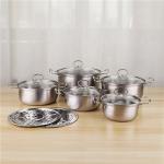 Modern Desktop Stainless Steel Cookware Set 12pcs Food Soup Pot
