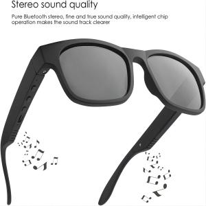 China Open Ear Headphones Black Bluetooth Sunglasses Volume Control Anti UV Lens factory