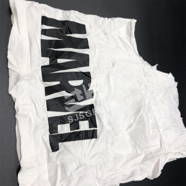 China Cotton White Color Printed T Shirt Rags Strong Absorbency Cleaning Cloth Wiping Rags industrial bale of rags factory