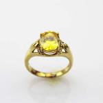 Gold Plated 925 Silver Ring with 7mmx9mm Created Yellow Citrine Cubic Zircon