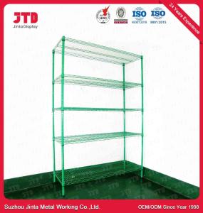 China 150kgs Wire Display Shelving Green 5 Layer Boltless Rack factory