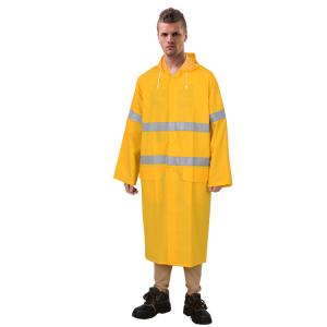 China 22KG N.W. PVC/ Polyester Rain Gear Hood with High Visible Reflective Safety Rain Coat factory