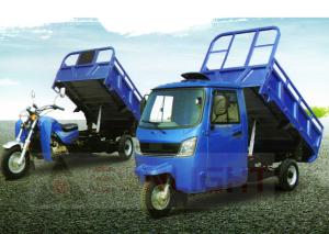 China Gasoline Cargo Tricycle Dump Truck For Transportation Closed Cabin Hydraulic Dumper Auto Unload factory