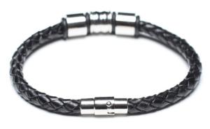 China Leather Bracelet, Stainless Steel Clasp factory