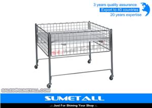 China Promotion Wire Storage Baskets With Wheel , Metal Wire Container Storage Cages factory