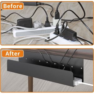 Under Desk Cable Management Tray 16.5 Sturdy Metal Power Strip Holder, Standing