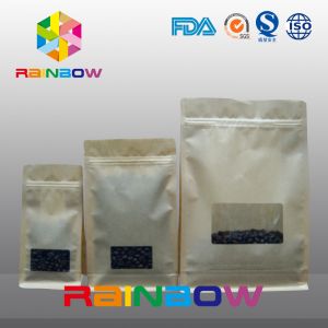 Box Bottom Customized Paper Bags With Rectangle Window k / Flat Bottom Paper Bag