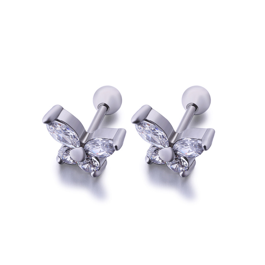 New design korea style butterfly zircon stud earrings for girls