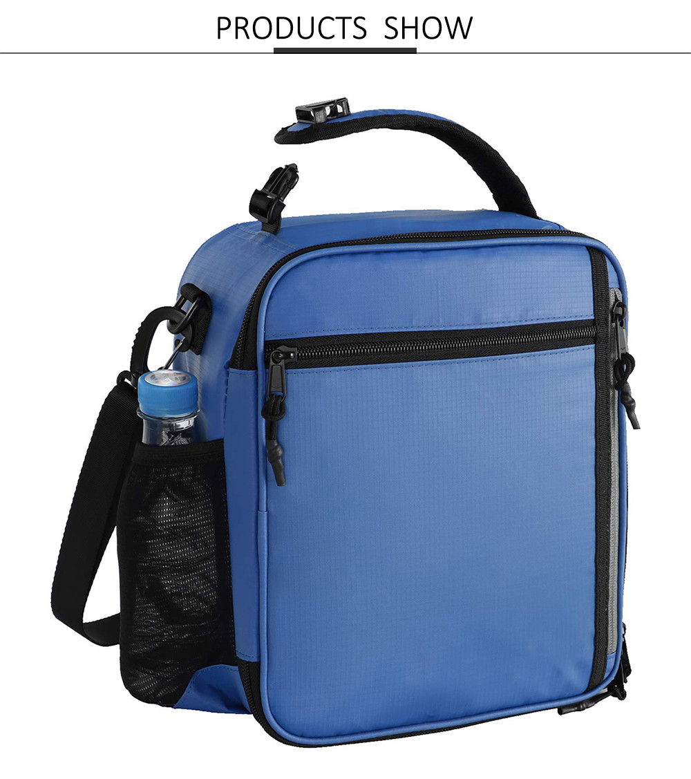 Women Zip Closure Nylon Lunch Tote Bag With Shoulder Strap