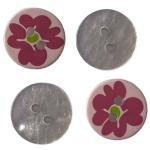 Colorful Flowers Silk Printed Fancy Plastic Buttons With 2 Hole In 26L For