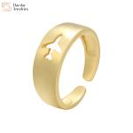 14k Plated Gold Couple Rings Butterfly Lightning Plane Adjustable Opening Rings