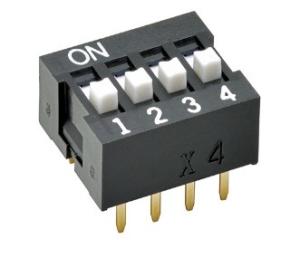 China A6E-4104-N SMD DIP Switch DIP OFF ON SPST 4 Raised Slide 0.025A 24VDC factory