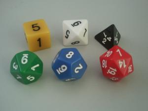 China Custom Polyhedral Acrylic Board Game Dice Yellow Blue Green Red Color factory