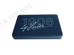 Christmas Blue Rectangular Tin Box For Chocolate Cookie Gift Promotions