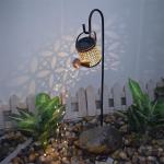 Solar Creative Iron Kettle Shower Floor Lamp for Outdoor Garden Landscape