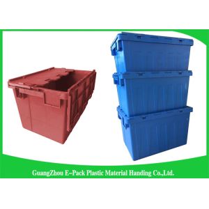 China Warehouse Nestable Plastic Tote Boxes / stackable bins with hinged lids on sale