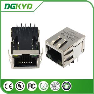 China Tap Down Single Port 1000BASE Rj45 10 Pin Connector , Rj45 Modular Connector With Led on sale