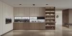 Steel Handleless Lacquer PVC Kitchen Cabinet With Big Island For Restaurant