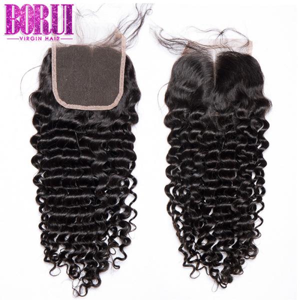 Brazilian Transparent Lace Closure , Deep Curly Lace Closure With Baby Hair ALL