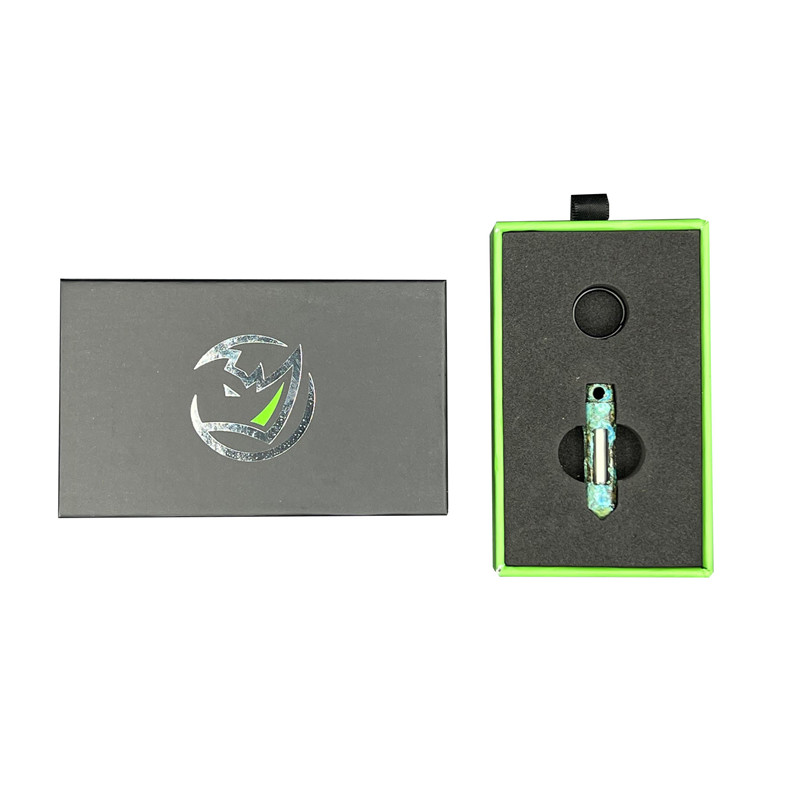 Green Paper Cardboard Stock Gift Box for Car Keychain Pull Out Drawer Custom EVA Insert