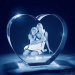 3D laser CRYSTAL/crystal photo frame/laser engraving photo frame/heart shaped