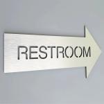 Restaurant Custom Reflective Sign Metal Restroom With Arrow Way Finding