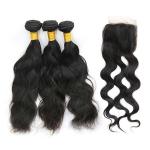 20 Inch Malaysian Curly Hair Bundles With Closure Natural Wave CE Certification