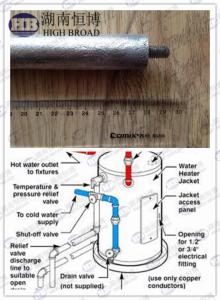 China Cast magnesium water heater anode rods / sacrificial anode protection AZ63C factory