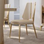 Foshan ss steel furniture new design leather covers dining chairs set