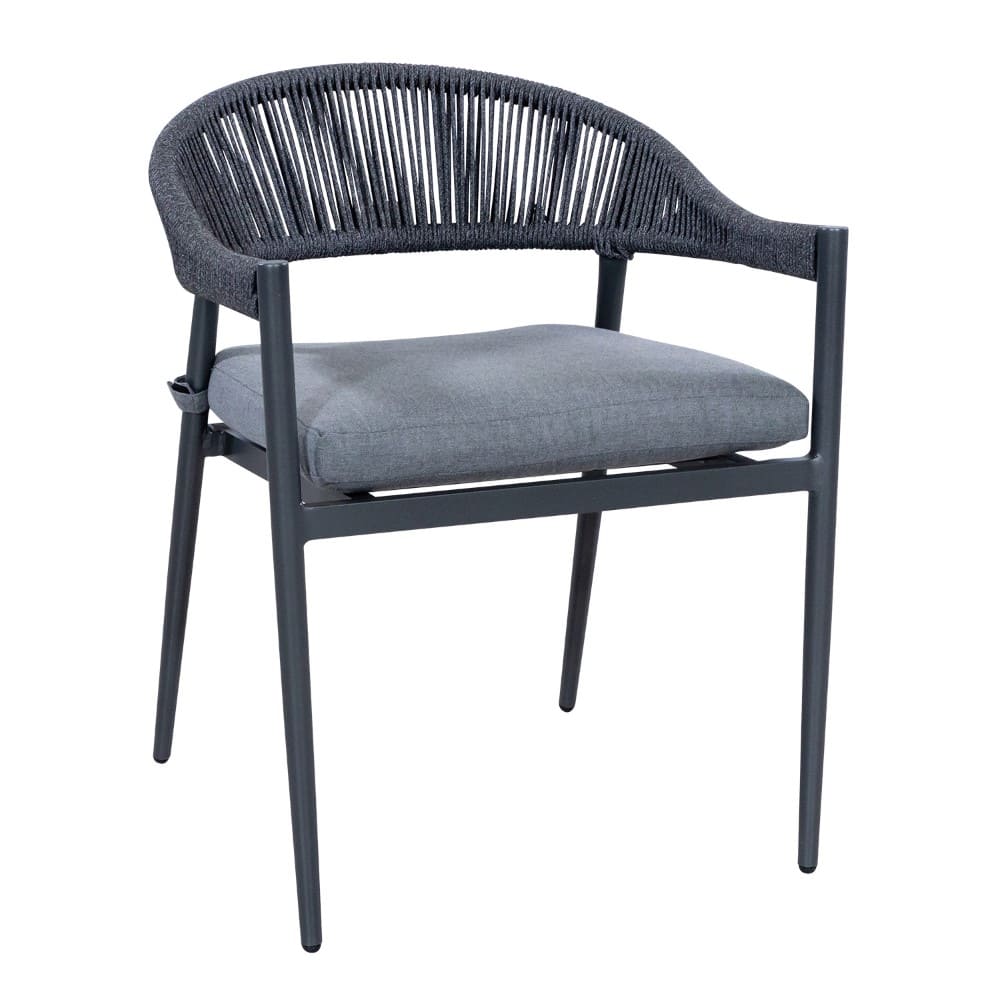 Stylish Outdoor Dining Set with Metal Frame and Rope Weave Armchair L 57 x W60 x H74cm