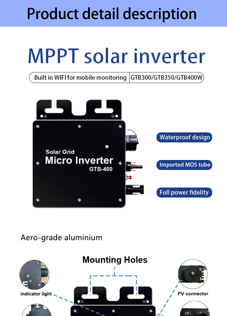 400W Micro Inverter Solar Grid Tie Mppt Micro Inverter On Grid Micro Inverters For Solar Energy System